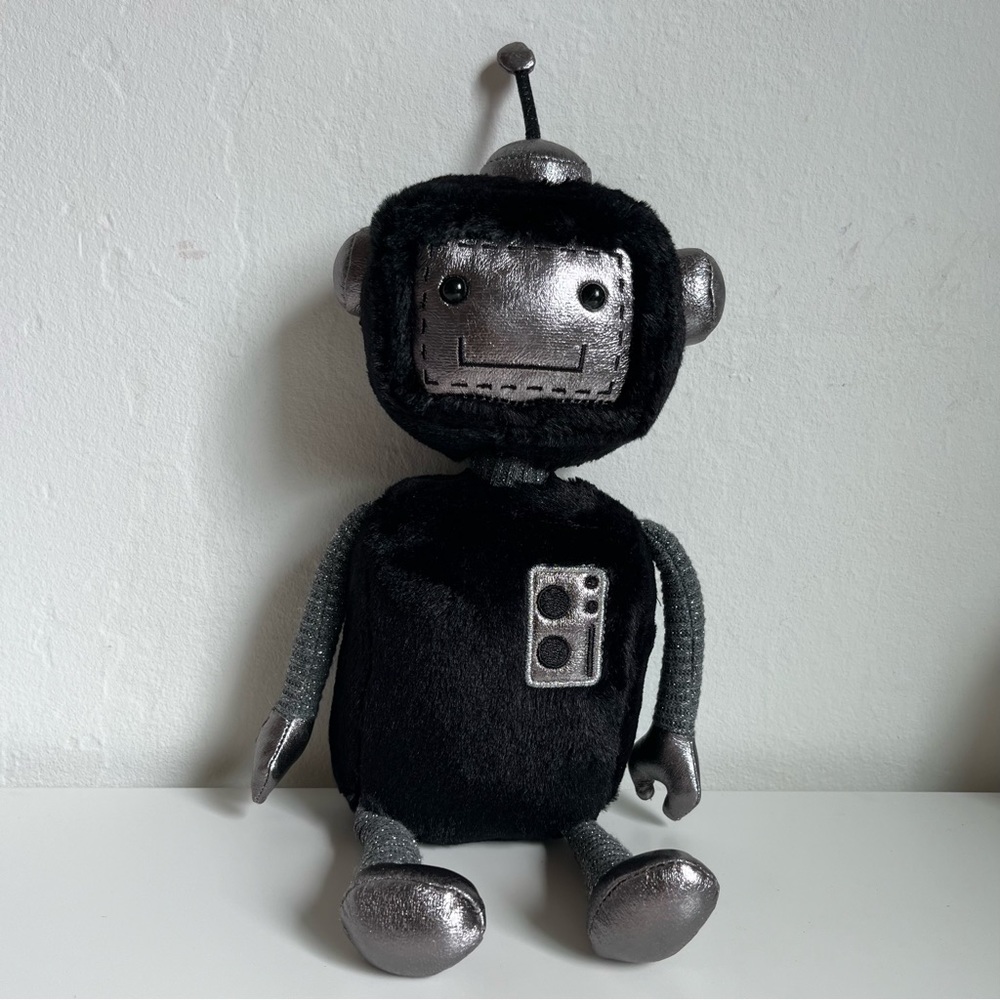 Jellycat London Little JellyBot Robot Stuffed Plush - Black Silver 12"